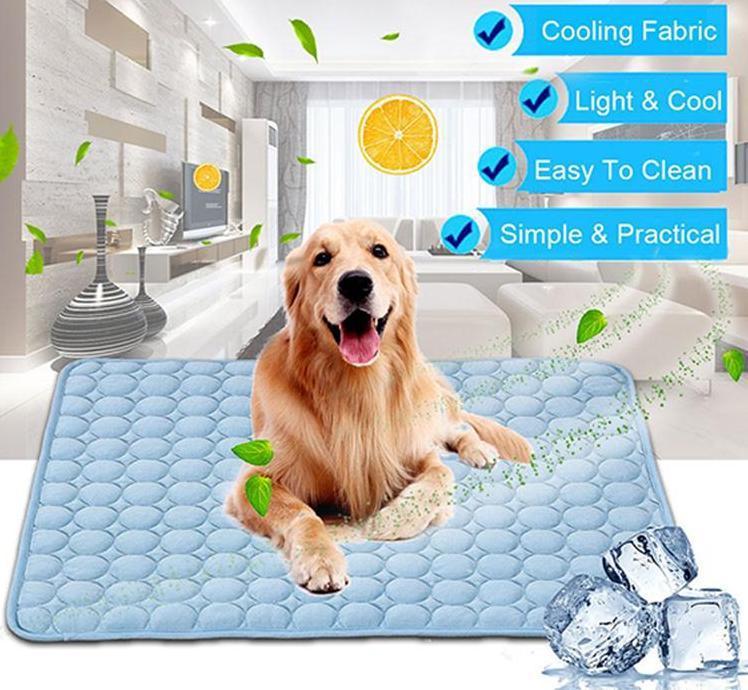 Color: Blue, Size: 40x30cm - Pet Dog Cat Ice Silk Cold Nest Pad For Cooling In Summer