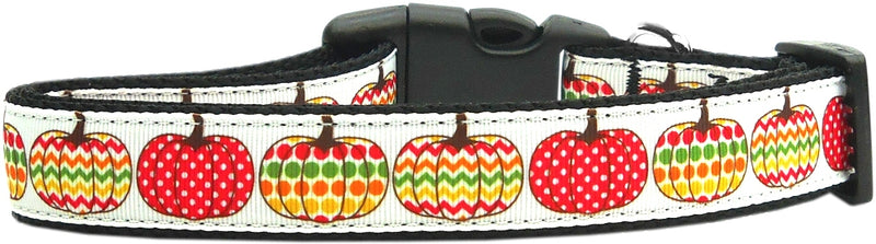 This 5/8" wide size medium narrow dog collar is made of durable nylon with a high quality ribbon overlay.  It is adjustable to fit a neck size from 10-18".