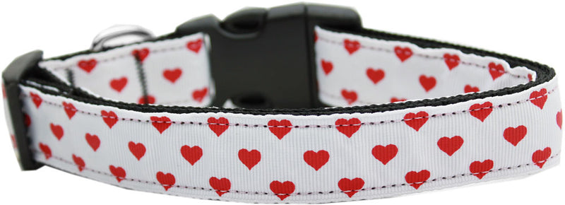 This 3/8" wide size small dog collar is made of durable nylon with a high quality ribbon overlay.  It is adjustable to fit a neck size from 10-14".