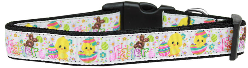 This 1" wide size XL dog collar is made of durable nylon with a high quality ribbon overlay.  It is adjustable to fit a neck size from 23-32".