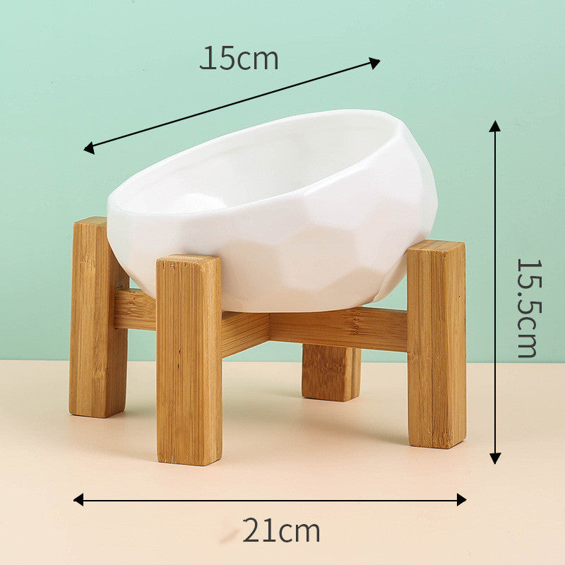 Color: whiteset - Pet Supplies Bowl Ceramic Cat Bowl Dog Bowl Oblique Mouth