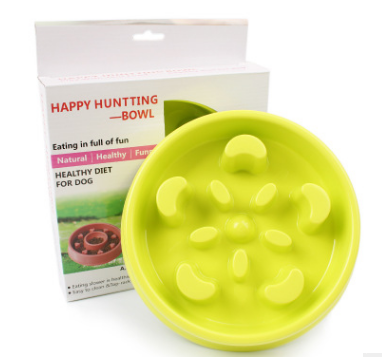 Color: Green, Model: D - Anti-choke Bowl Plastic Dog Bowl Healthy Feeder