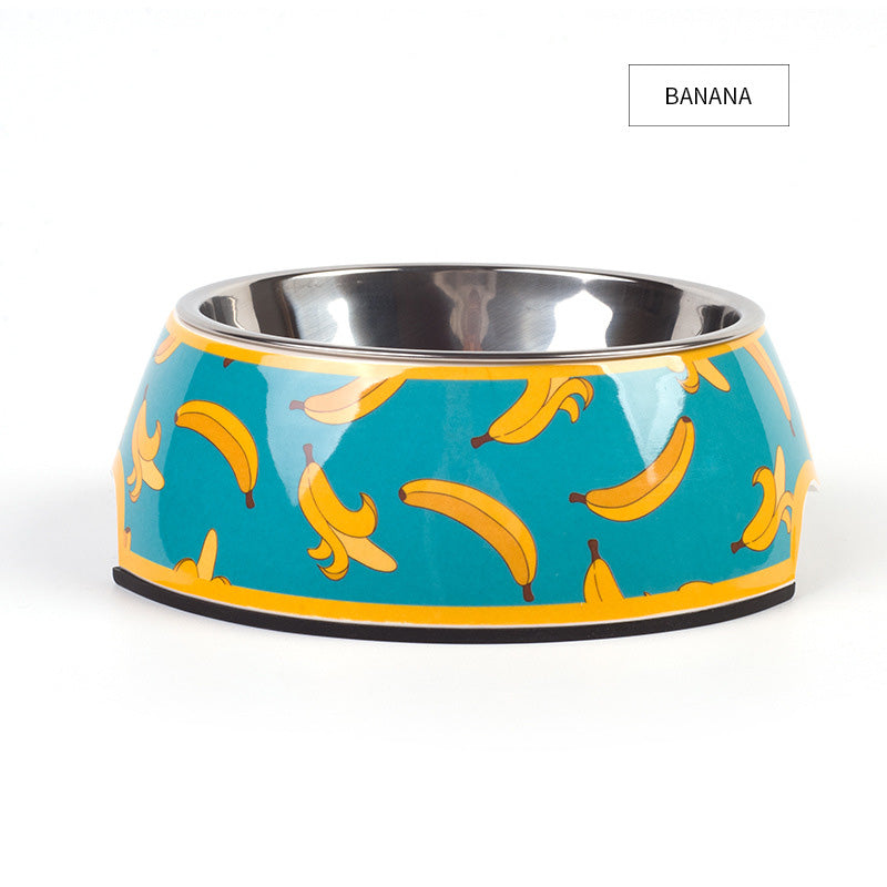 Color: Banana, Size: L - Food grade stainless steel pet dog bowl