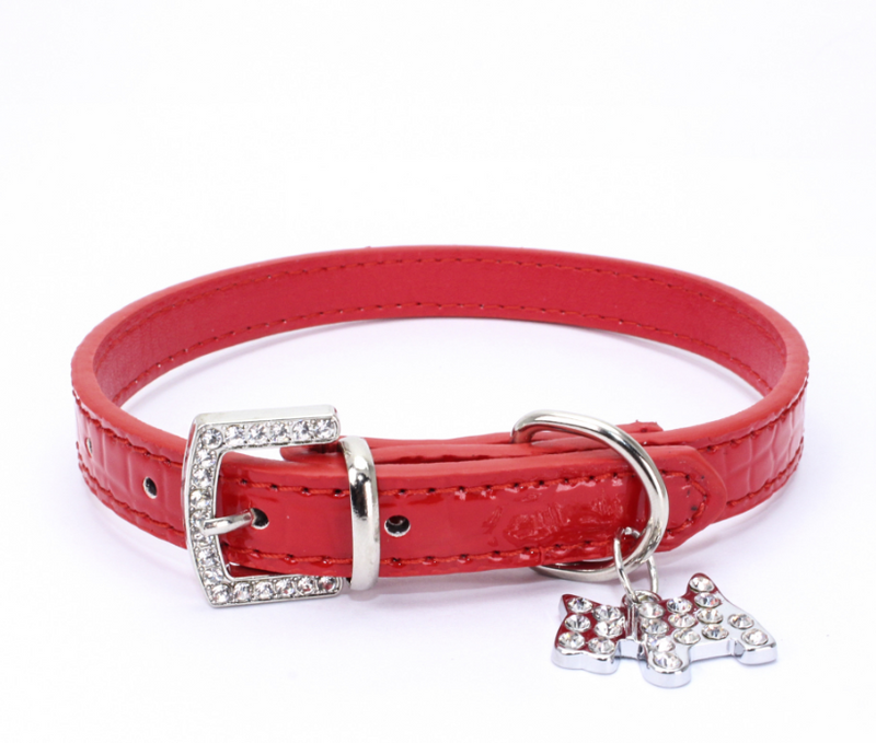 Color: red, Specification (length * width): S - pattern puppy charm pet collar dog chain dog ring