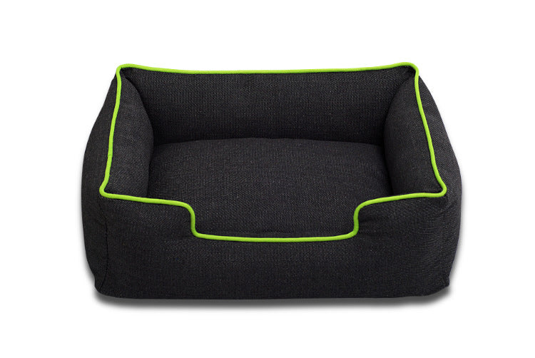 Color: green, Specifications: L - Candy-colored thin bones square denim nest medium and small dog pet kennel