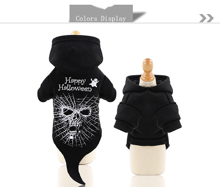 style: Style1, Size: M - Halloween Pet Funny Black Skull Horror Make-up Cat Accessories Pet Dress Up Costume