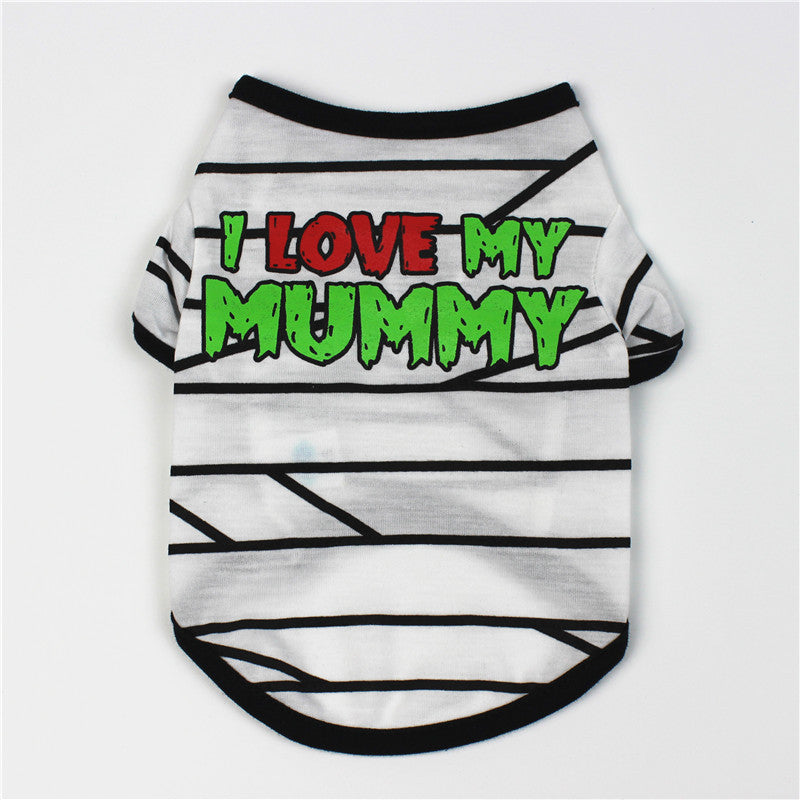 Style: Mummy, Size: XS - Clothes spring and summer clothing cartoon print T-shirt Teddy pet clothing