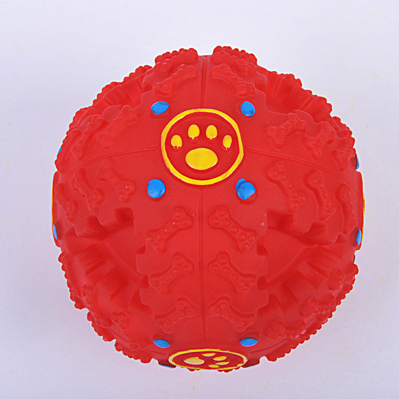 Color: Red, Model: L - Pet Colour Snacks Leaking Food Ball Dog Molars Puzzle Strange Ball Missing Food Bite Sounding Toy Training Toy