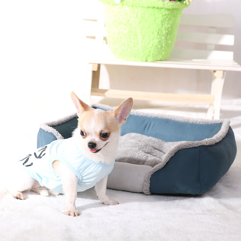 Color: BLUE, Size: L - Warm Non-woven Fabric All-season Universal Pet Bed