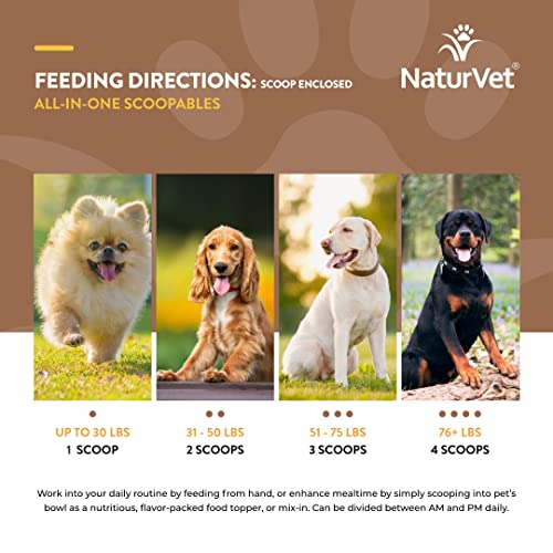 NaturVet All-in-One Dog Supplement - for Joint Support, Digestion, Skin, Coat Care – Dog Multivitamins with Minerals, Omega-3, 6, 9 – Wheat-Free Vitamins for Dogs – 13-Ounce Powder