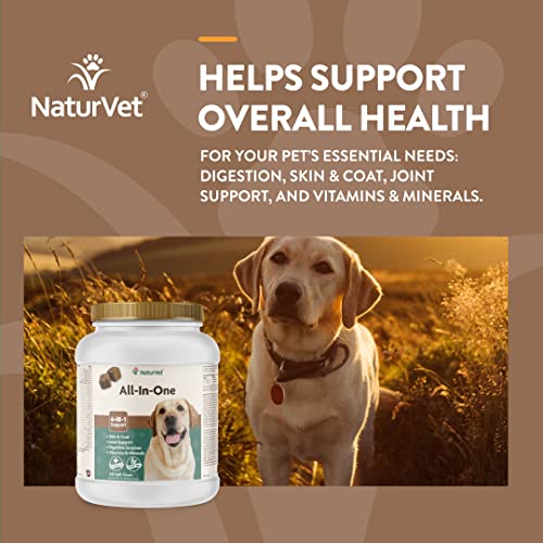 NaturVet All-in-One Dog Supplement - for Joint Support, Digestion, Skin, Coat Care – Dog Multivitamins with Minerals, Omega-3, 6, 9 – Wheat-Free Vitamins for Dogs – 13-Ounce Powder