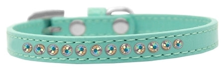 3/8" wide collar adorned with 1 row of rhinestones and a rhinestone buckle.