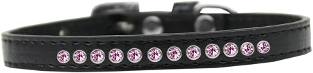 3/8" wide collar adorned with 1 row of rhinestones and a rhinestone buckle.