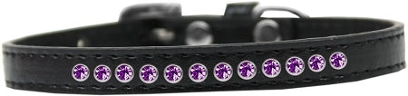 3/8" wide collar adorned with 1 row of rhinestones and a rhinestone buckle.