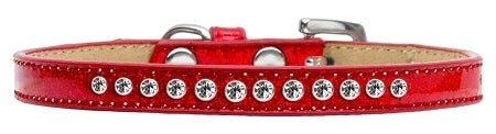 3/8" wide collar adorned with 1 row of rhinestones and a rhinestone buckle.