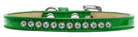 3/8" wide collar adorned with 1 row of rhinestones and a rhinestone buckle.