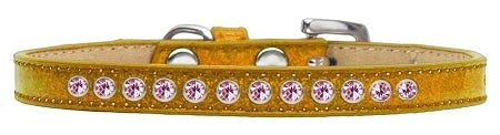 3/8" wide collar adorned with 1 row of rhinestones and a rhinestone buckle.