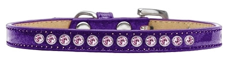 3/8" wide collar adorned with 1 row of rhinestones and a rhinestone buckle.