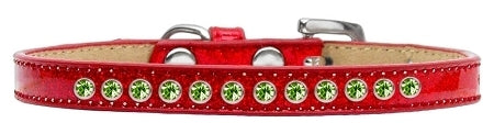 3/8" wide collar adorned with 1 row of rhinestones and a rhinestone buckle.