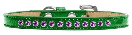 3/8" wide collar adorned with 1 row of rhinestones and a rhinestone buckle.