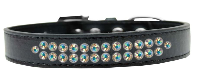 3/4" wide collar adorned with 2 rows of rhinestones and a rhinestone buckle.