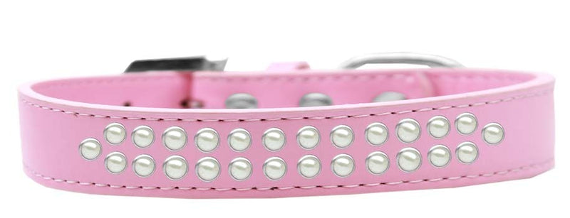 3/4" wide collar adorned with 2 rows of pearls and a rhinestone buckle.