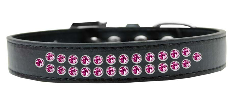 3/4" wide collar adorned with 2 rows of rhinestones and a rhinestone buckle.