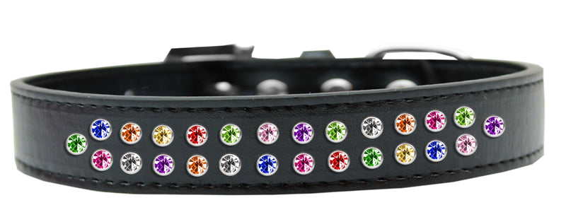 3/4" wide faux leather adorned with premium rim set crystals in mixed colors.  Features a rhinestone buckle.