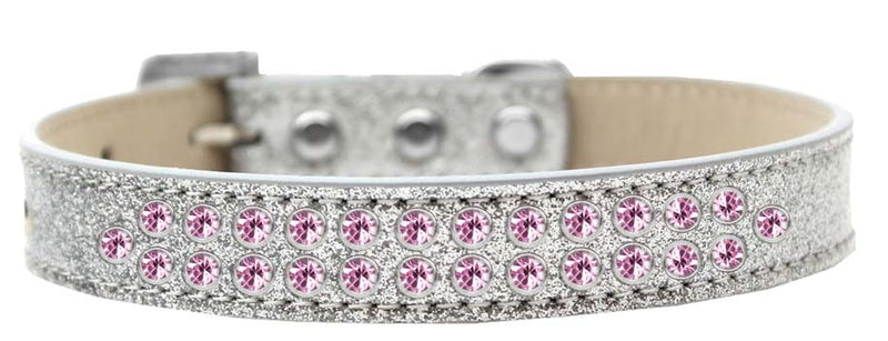 3/4" wide collar adorned with 2 rows of rhinestones and a rhinestone buckle.