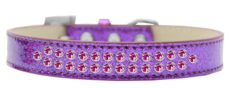 3/4" wide collar adorned with 2 rows of rhinestones and a rhinestone buckle.