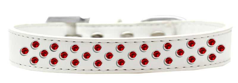 3/4" wide collar adorned with 2 sprinkled rows of rhinestones and a rhinestone buckle.