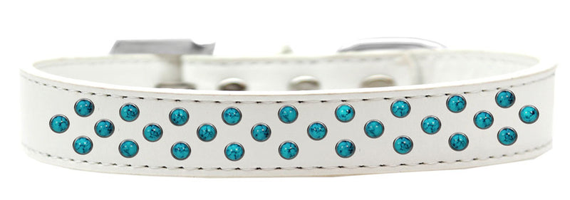 3/4" wide collar adorned with 2 sprinkled rows of rhinestones and a rhinestone buckle.