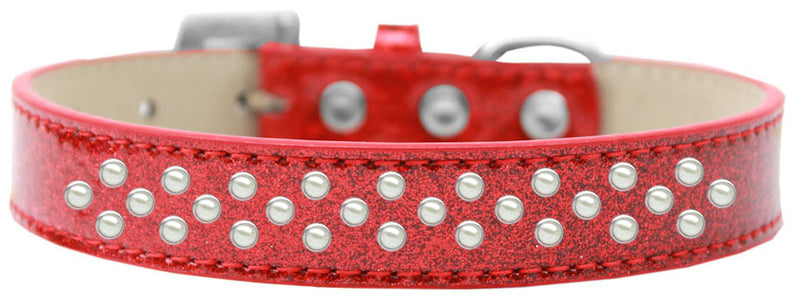 3/4" wide collar adorned with 2 sprinkled rows of rhinestones and a rhinestone buckle.