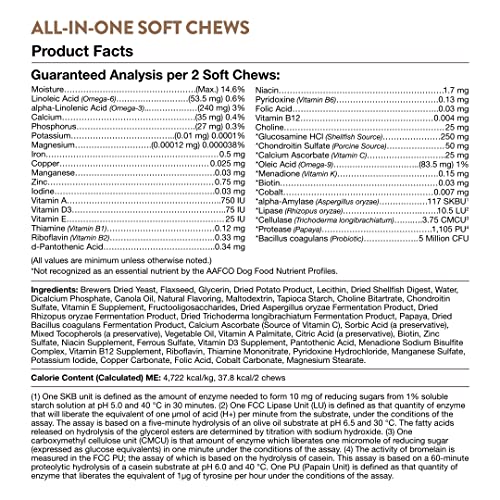 NaturVet All-in-One Dog Supplement - for Joint Support, Digestion, Skin, Coat Care – Dog Multivitamins with Minerals, Omega-3, 6, 9 – Wheat-Free Vitamins for Dogs – 13-Ounce Powder