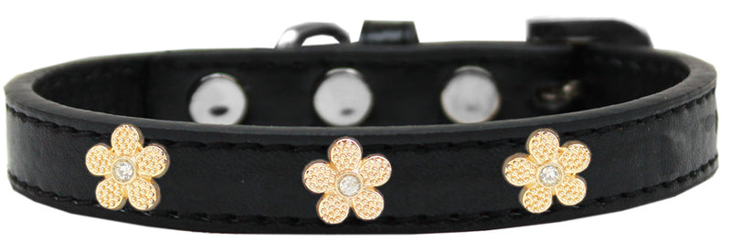 3/4" wide dog collar with cute flower charm securely riveted onto the collar for a fun look on a high quality, faux leather collar.