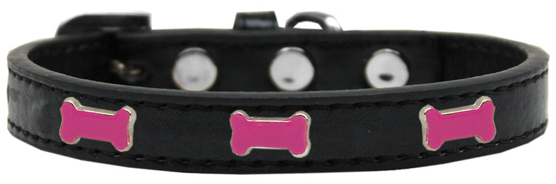 3/4" wide dog collar with a bone charm securely riveted onto the collar for a fun look on a high quality, faux leather collar.