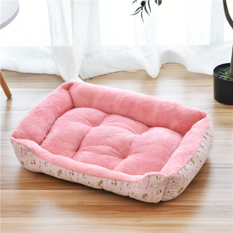 Color: Pink1, Size: 45cm - Kennel pet supplies in the large dog pet nest Golden Retriever dog bed autumn and winter cotton dog mat