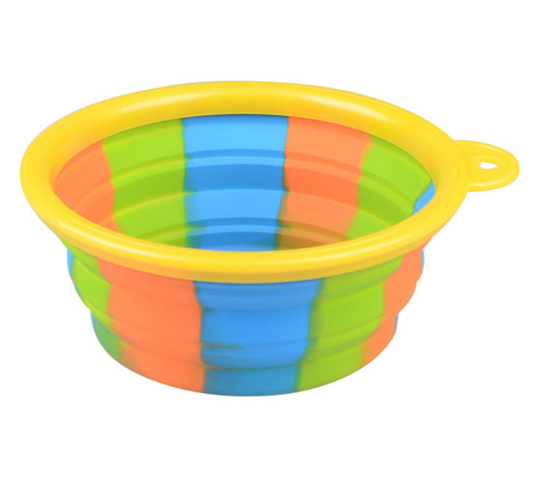 Color: Yellow - Camouflage silicone bowl foldable portable out pet supplies dog food bowl