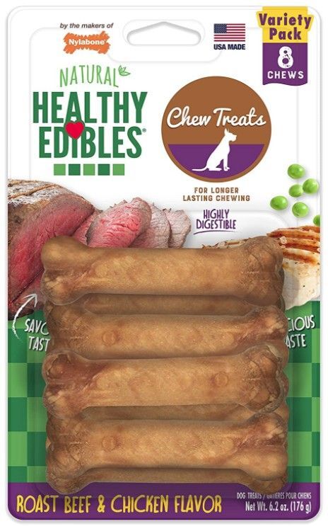 Nylabone Healthy Edibles Wholesome Dog Chews - Variety Pack Petite (8 Pack)